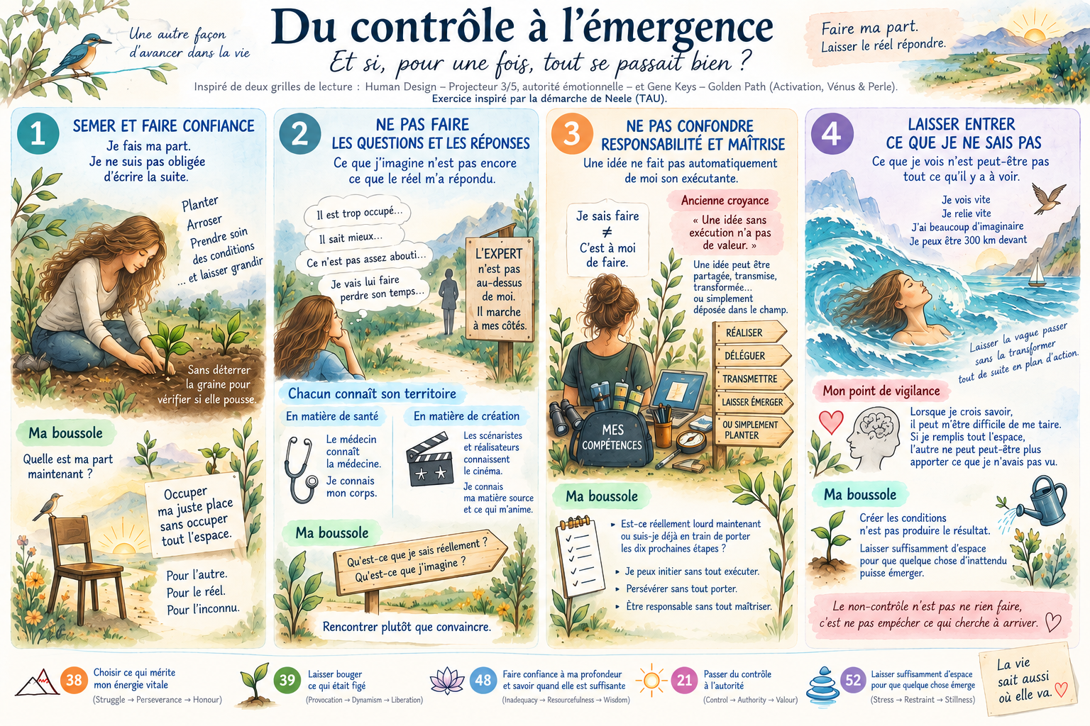 Du contrôle à l’émergence — carte personnelle en quatre parties